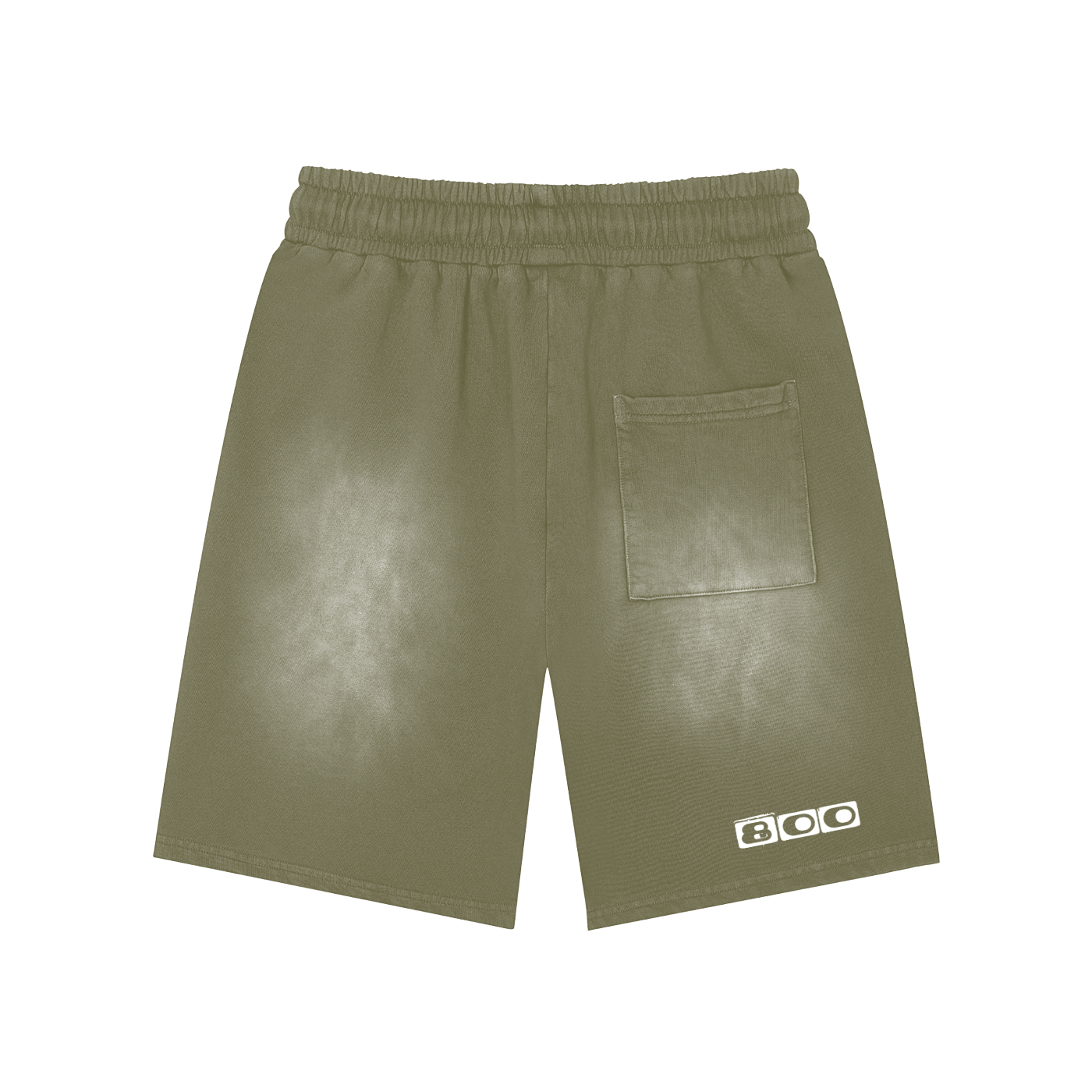 Rectangle Patch Monkey Washed Shorts