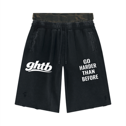 Unisex Vintage Wash Distressed Wide Leg Shorts