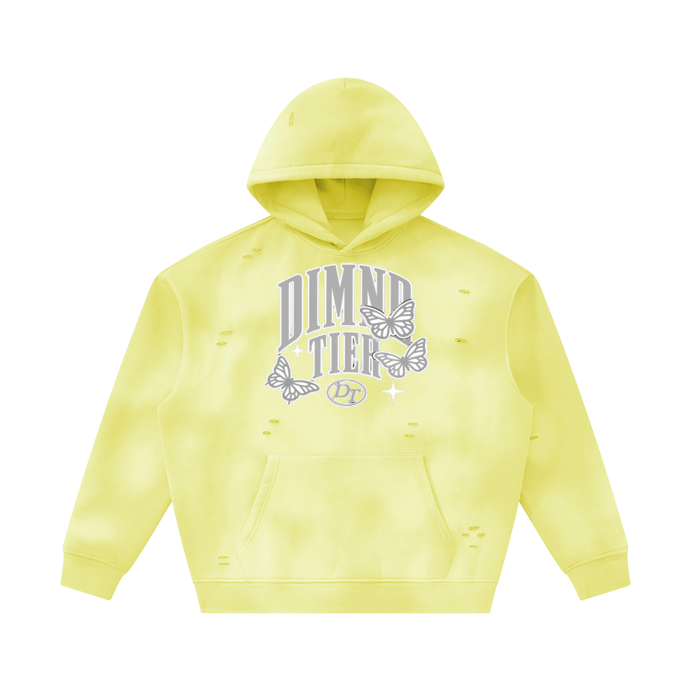 Unisex Sunfade Frayed Fleece Hoodie