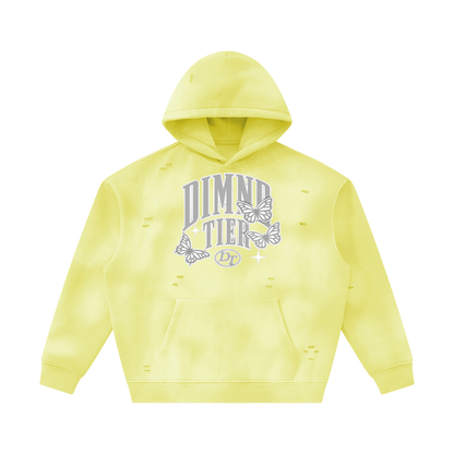 Unisex Sunfade Frayed Fleece Hoodie