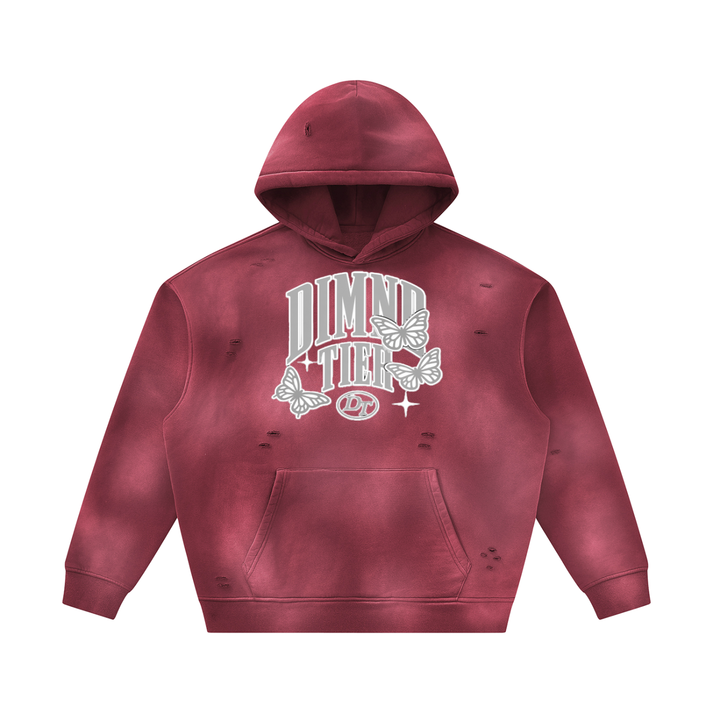 Unisex Sunfade Frayed Fleece Hoodie