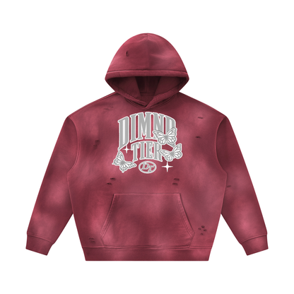 Unisex Sunfade Frayed Fleece Hoodie