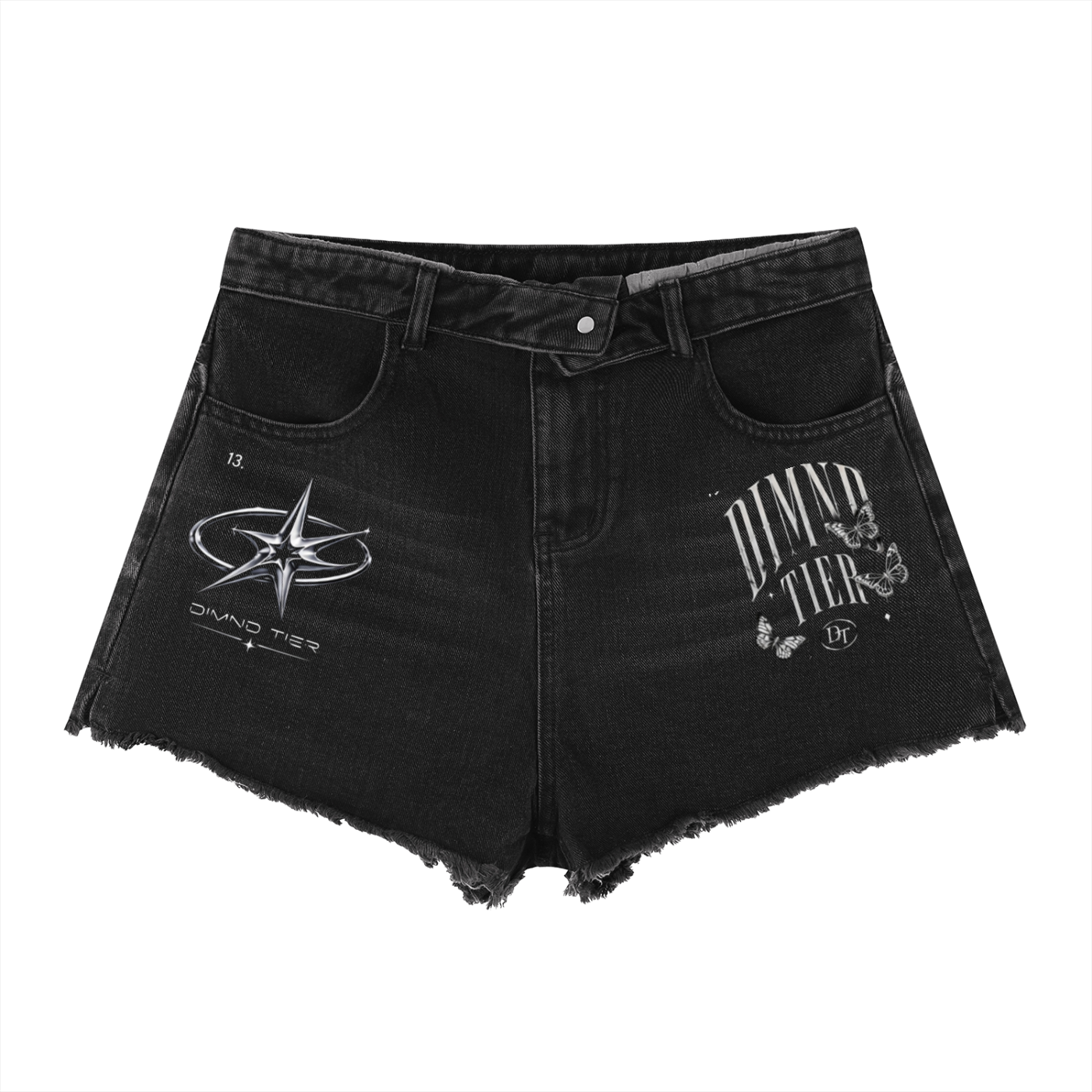 Dimnd Tier Vintage Wash High Rise Denim Shorts