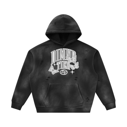 Unisex Sunfade Frayed Fleece Hoodie
