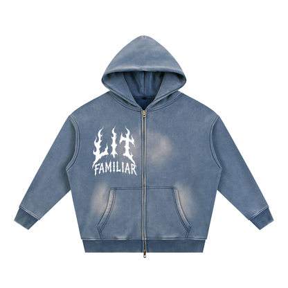 Sunfade Two-way Zipper Boxy Fleece Hoodie