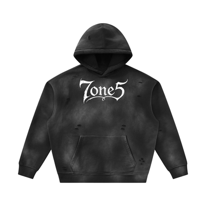 Unisex Sunfade Frayed Fleece Hoodie