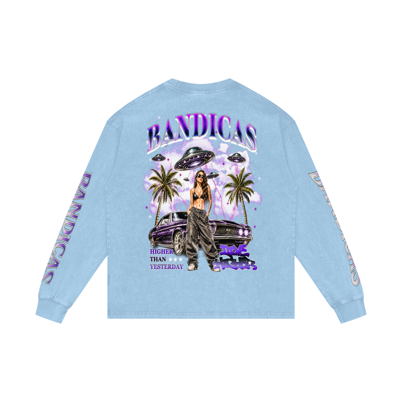 BANDICAS Acid Wash Oversize Long Sleeve T-Shirt