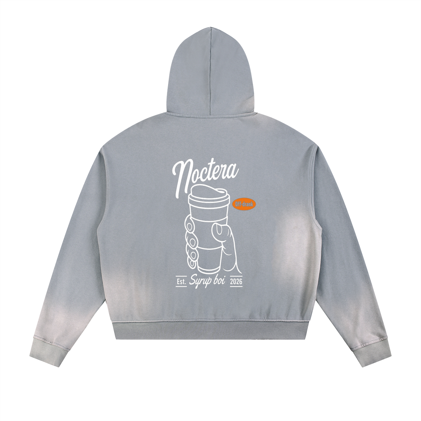 Sun Fade Frayed Raw Edge Fleece Zip Hoodie