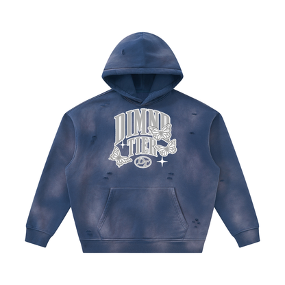 Unisex Sunfade Frayed Fleece Hoodie