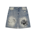 Faded Distressed Baggy Denim Shorts