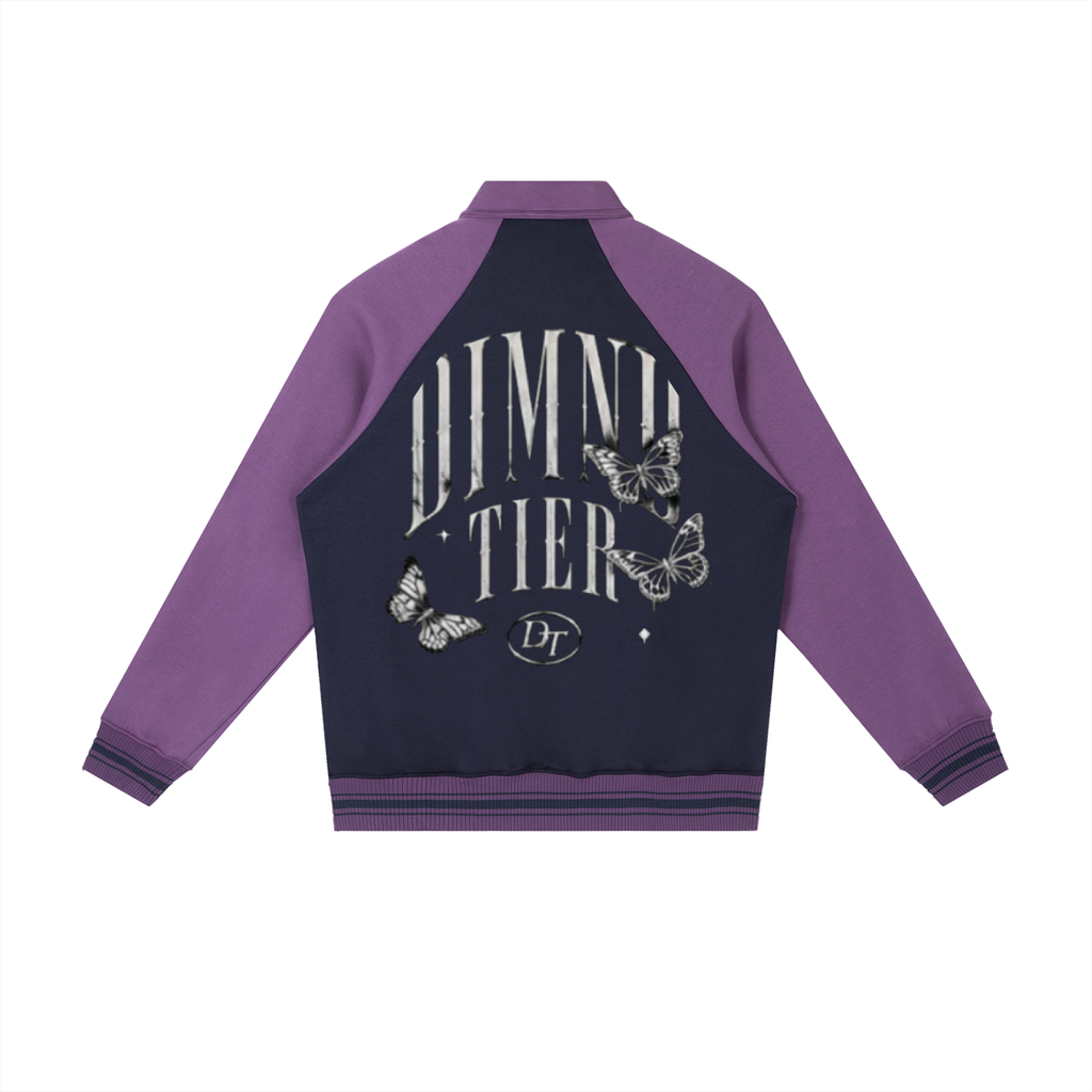 Contrast Raglan Sleeve Baseball Jacket