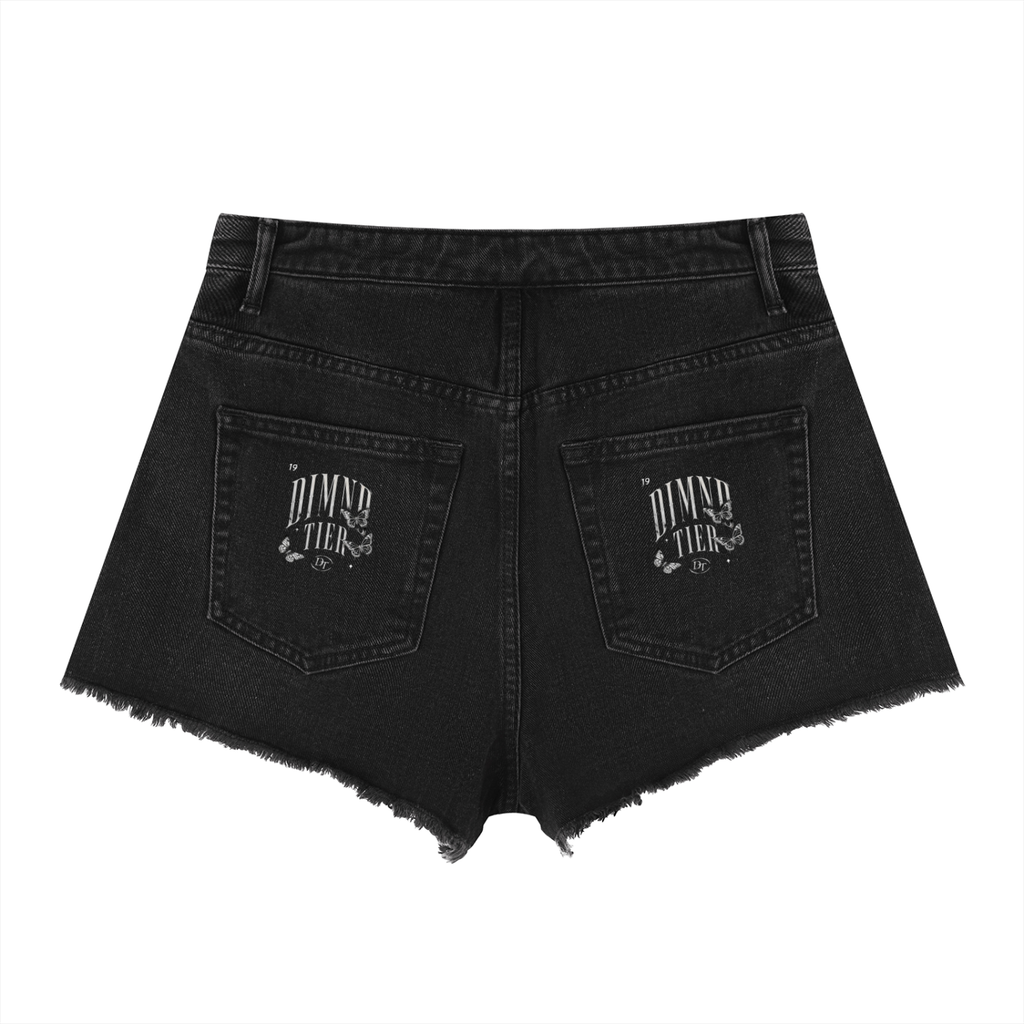 Dimnd Tier Vintage Wash High Rise Denim Shorts
