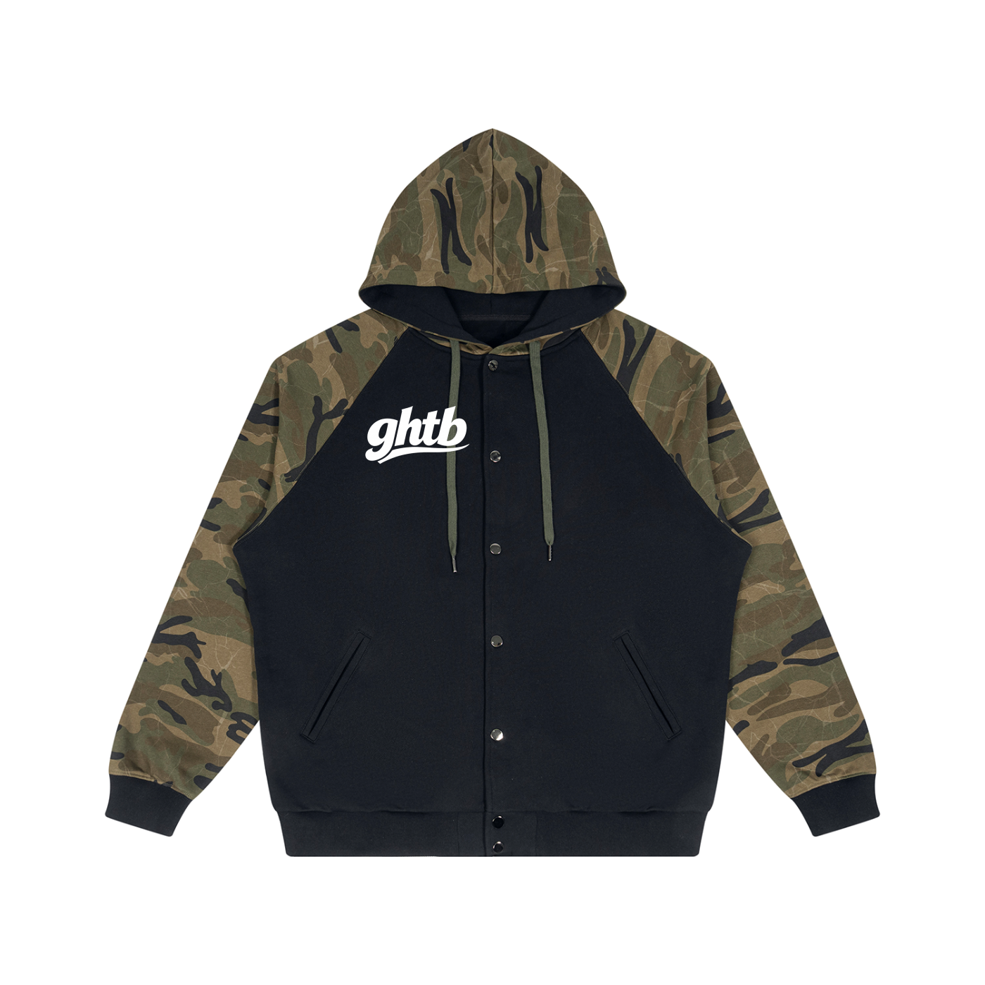 Unisex Camo-Splice Raglan Zip Hoodie