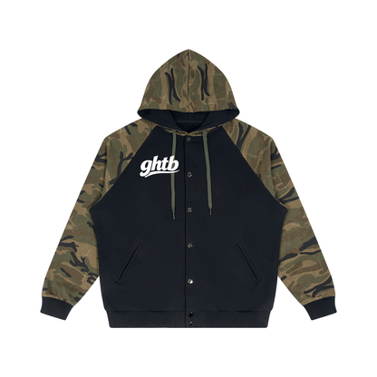 Unisex Camo-Splice Raglan Zip Hoodie